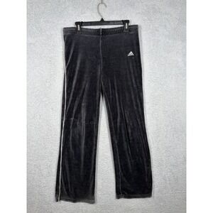 Vintage Adidas Velour Track‎ Pants Size S Black White Striped Baggy Y2K